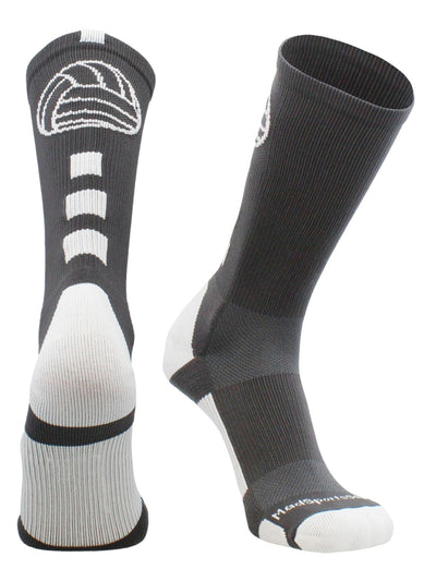MadSportsStuff socks Graphite/White / Large Volleyball Logo Crew Socks (multiple colors)
