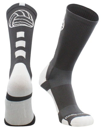 MadSportsStuff socks Graphite/White / Large Volleyball Logo Crew Socks (multiple colors)