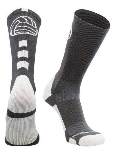 MadSportsStuff socks Graphite/White / Large Volleyball Logo Crew Socks (multiple colors)