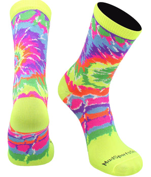MadSportsStuff socks Groovy Neon / Large Crazy Tie Dye Crew Socks Girls or Boys