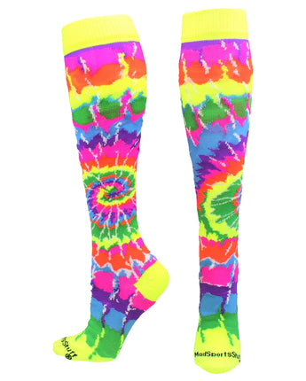 MadSportsStuff socks Groovy Neon / X-Small Crazy Tie Dye Socks Over the Calf