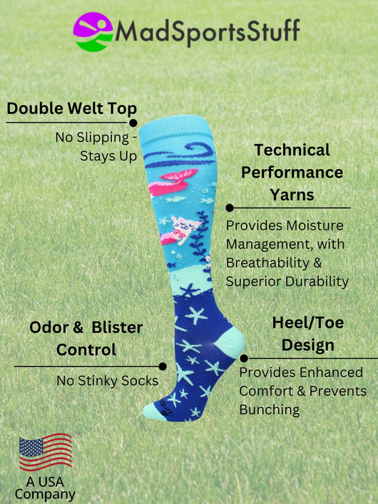 MadSportsStuff socks Half Cat Half Mermaid -  Purrmaid Athletic Over the Calf Socks