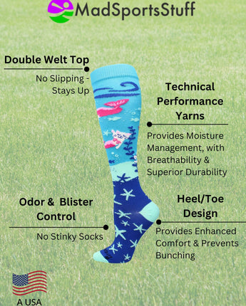 MadSportsStuff socks Half Cat Half Mermaid -  Purrmaid Athletic Over the Calf Socks