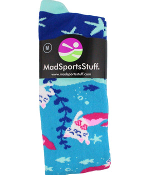 MadSportsStuff socks Half Cat Half Mermaid -  Purrmaid Athletic Over the Calf Socks