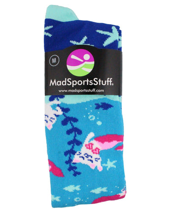 MadSportsStuff socks Half Cat Half Mermaid -  Purrmaid Athletic Over the Calf Socks