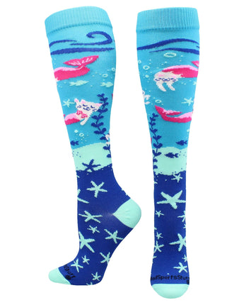 MadSportsStuff socks Half Cat Half Mermaid -  Purrmaid Athletic Over the Calf Socks