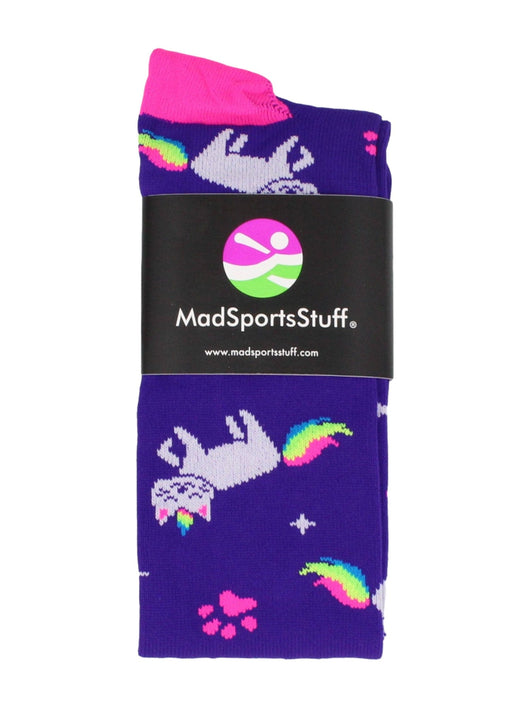 MadSportsStuff socks Half Cat Half Unicorn - Neon Rainbow Caticorn Athletic Over the Calf Socks