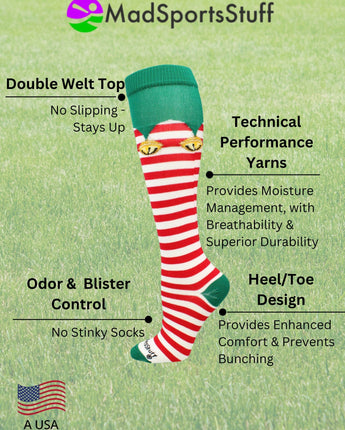 MadSportsStuff socks Half Cat Half Unicorn - Neon Rainbow Caticorn Athletic Over the Calf Socks