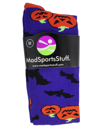 MadSportsStuff socks Halloween Socks Pumpkins and Bats Over the Calf