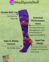 MadSportsStuff socks Halloween Socks Pumpkins and Bats Over the Calf