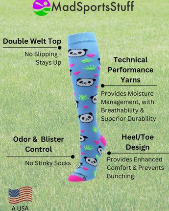 MadSportsStuff socks Happy Panda Bear Socks Over the Calf Length