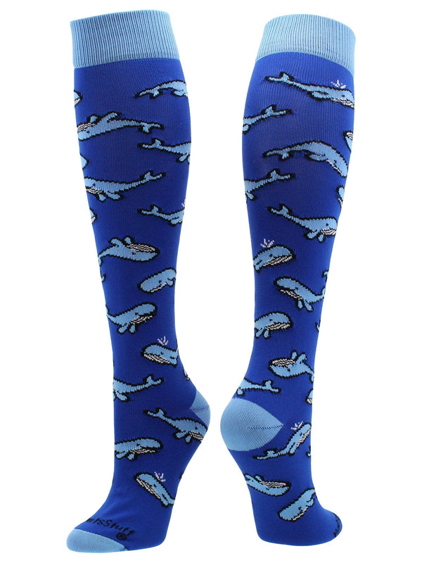 MadSportsStuff socks Happy Whales Athletic Over the Calf Socks