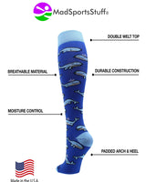 MadSportsStuff socks Happy Whales Athletic Over the Calf Socks