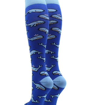 MadSportsStuff socks Happy Whales Athletic Over the Calf Socks
