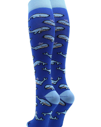 MadSportsStuff socks Happy Whales Athletic Over the Calf Socks