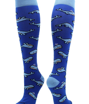 MadSportsStuff socks Happy Whales Athletic Over the Calf Socks