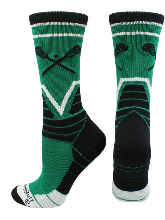 MadSportsStuff socks Kelly Green/Black/White / Large Lacrosse Victory Crew Socks
