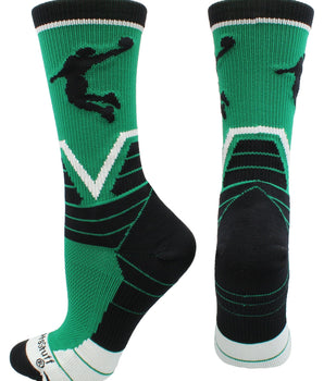MadSportsStuff socks Kelly Green/Black/White / Large Victory Basketball Socks with Player in crew length
