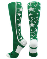 MadSportsStuff socks Kelly Green/White / Large Crazy Socks with Stars Over the Calf Socks (multiple colors)
