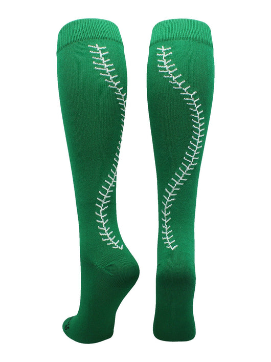 MadSportsStuff socks Kelly Green/White / Large Softball Socks with Stitches Over the Calf (multiple colors)