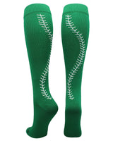 MadSportsStuff socks Kelly Green/White / Large Softball Socks with Stitches Over the Calf (multiple colors)