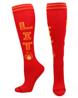 MadSportsStuff socks Lit - Red/Orange / Small Personality Word Socks Over the Calf Length