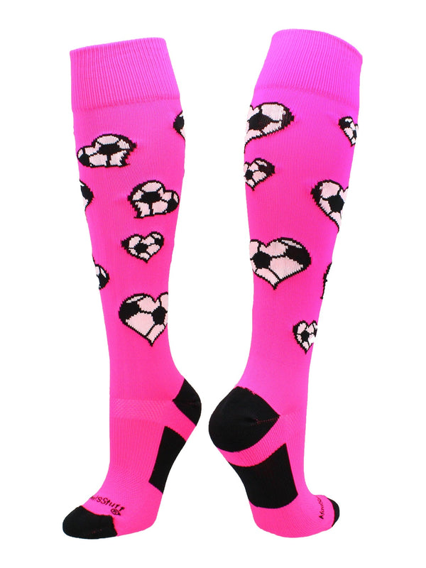 MadSportsStuff socks Love Soccer Hearts Socks Over the Calf