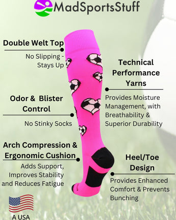 MadSportsStuff socks Love Soccer Hearts Socks Over the Calf