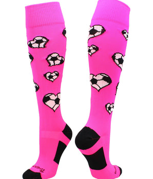 MadSportsStuff socks Love Soccer Hearts Socks Over the Calf