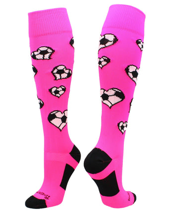 MadSportsStuff socks Love Soccer Hearts Socks Over the Calf