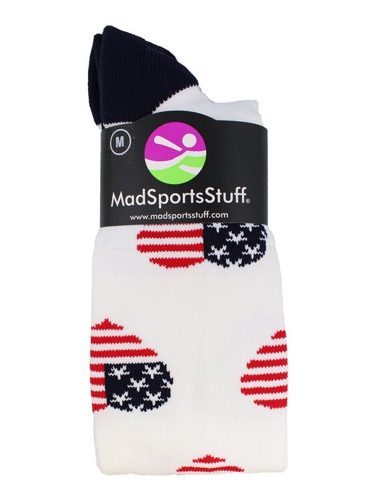 MadSportsStuff socks Love USA American Flag Heart Socks Over the Calf