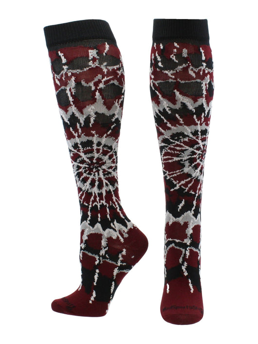 MadSportsStuff socks Maroon/Black/White / Small Crazy Tie Dye Socks Over the Calf