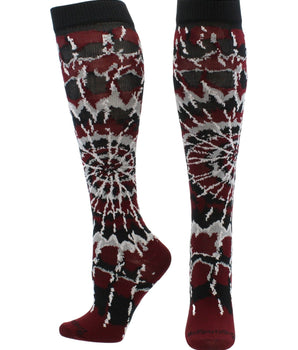MadSportsStuff socks Maroon/Black/White / Small Crazy Tie Dye Socks Over the Calf