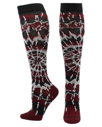 MadSportsStuff socks Maroon/Black/White / Small Crazy Tie Dye Socks Over the Calf