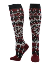 MadSportsStuff socks Maroon/Black/White / Small Crazy Tie Dye Socks Over the Calf