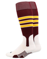 MadSportsStuff socks Maroon/Gold/White / X-Large Striped Baseball Stirrup Socks Dugout Pattern D