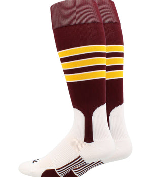 MadSportsStuff socks Maroon/Gold/White / X-Large Striped Baseball Stirrup Socks Dugout Pattern D