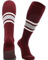 MadSportsStuff socks Maroon/Grey/White / X-Large Striped Baseball Socks Over the Calf Dugout Pattern E
