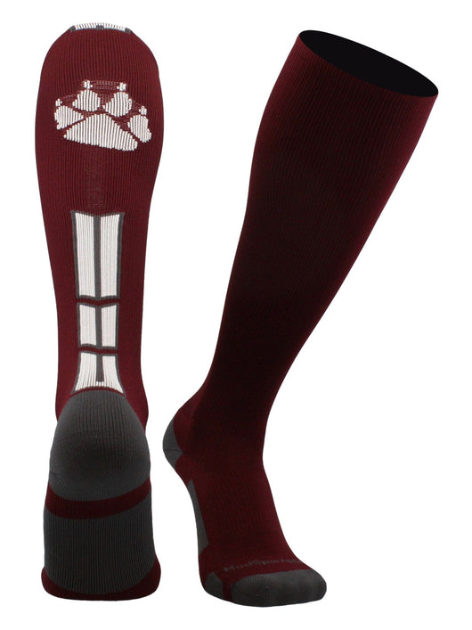 MadSportsStuff socks Maroon/White/Graphite / Large Wild Paw Over the Calf Socks (multiple colors)