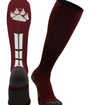 MadSportsStuff socks Maroon/White/Graphite / Large Wild Paw Over the Calf Socks (multiple colors)