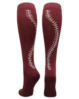 MadSportsStuff socks Maroon/White / Large Softball Socks with Stitches Over the Calf (multiple colors)