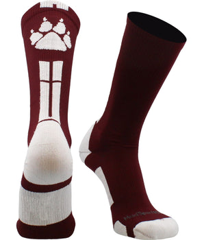 MadSportsStuff socks Maroon/White / Large Wild Paws Athletic Crew Socks (multiple colors)