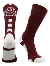 MadSportsStuff socks Maroon/White / Small Volleyball Logo Crew Socks (multiple colors)