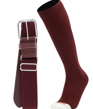 MadSportsStuff socks Maroon / X-Large Pro Line Baseball Socks and Belt Combo Youth and Adult