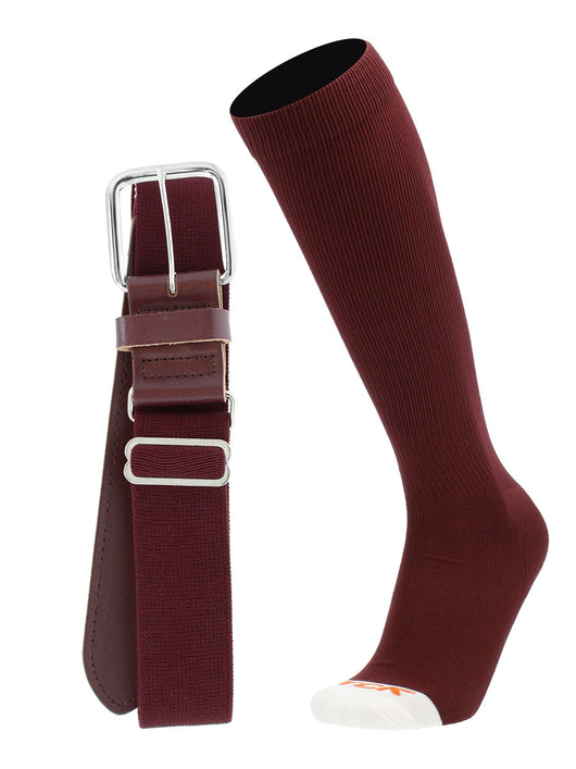 MadSportsStuff socks Maroon / X-Large Pro Line Softball Socks and Belt Combo Youth and Adult