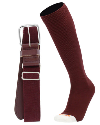 MadSportsStuff socks Maroon / X-Large Pro Line Softball Socks and Belt Combo Youth and Adult