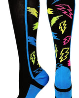 MadSportsStuff socks Multi-Neon/Black / Large Crazy Socks with Lightning Bolts (multiple colors)