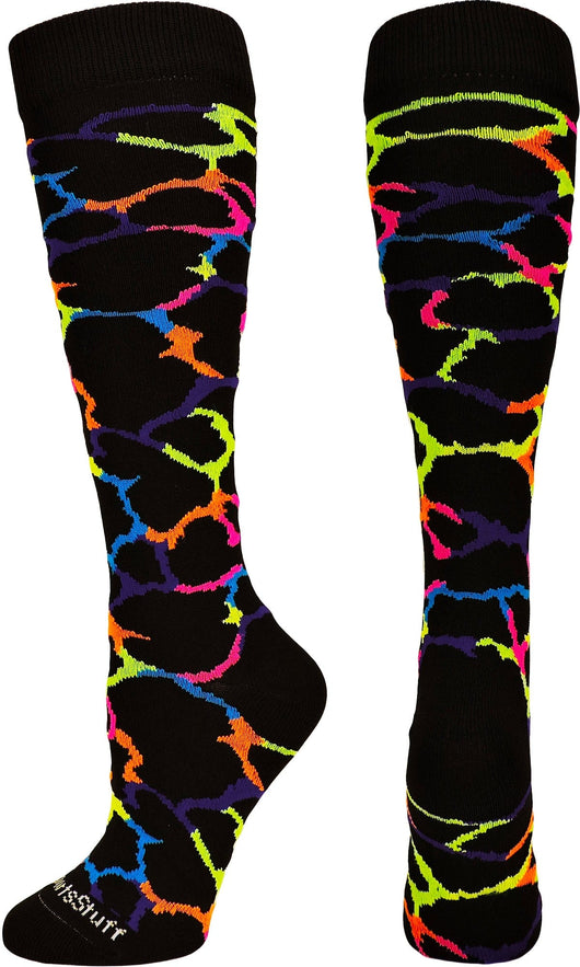 MadSportsStuff socks Multi-Neon Giraffe / Large Giraffe Over the Calf Athletic Socks (multiple colors)