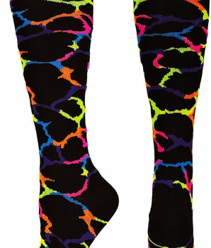 MadSportsStuff socks Multi-Neon Giraffe / Large Giraffe Over the Calf Athletic Socks (multiple colors)