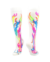 MadSportsStuff socks Multi Neon/White / Medium Flame Socks Athletic Over the Calf Socks (multiple colors)